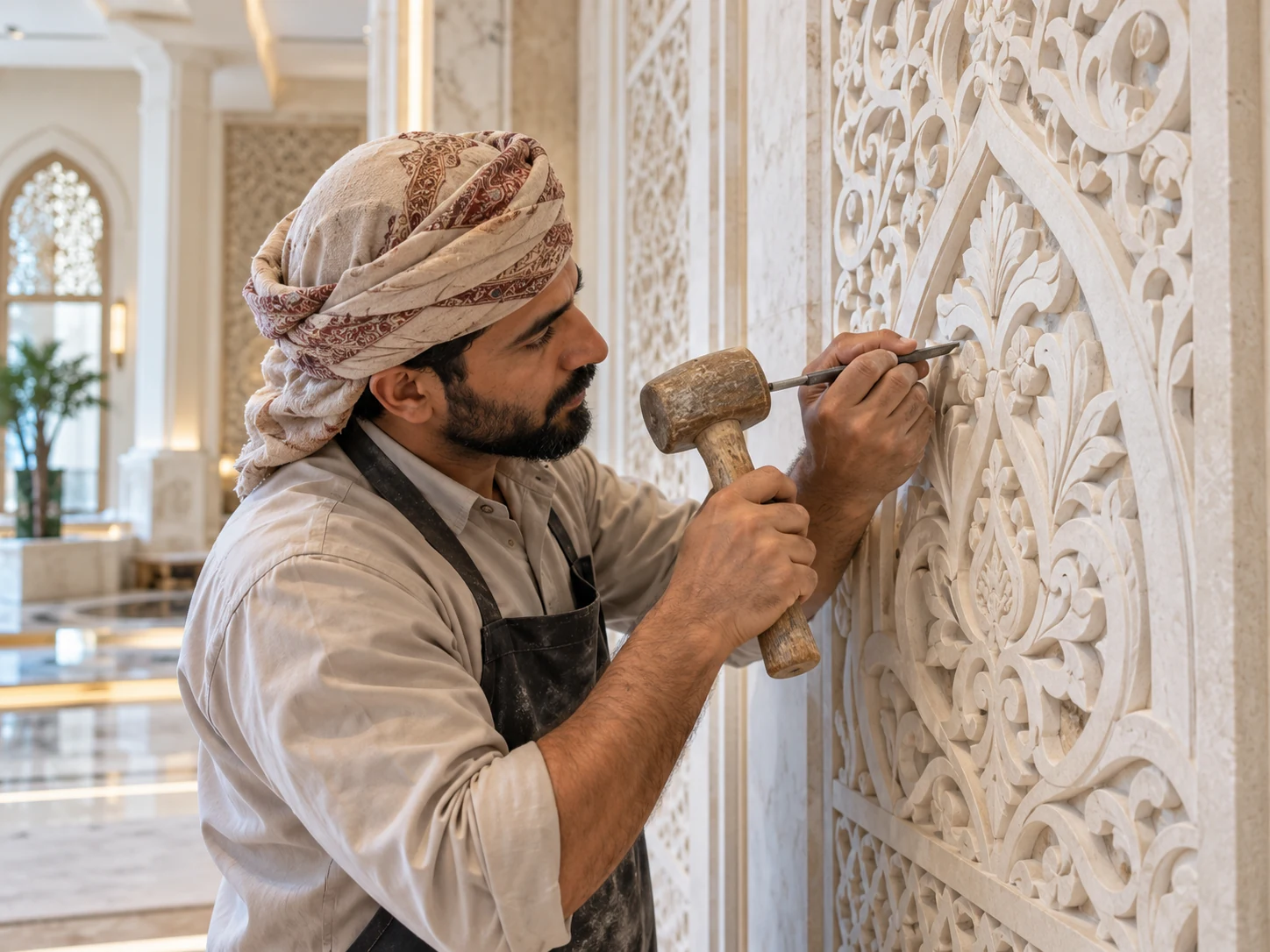 Engraving ornamentation works — relevant technical service photograph