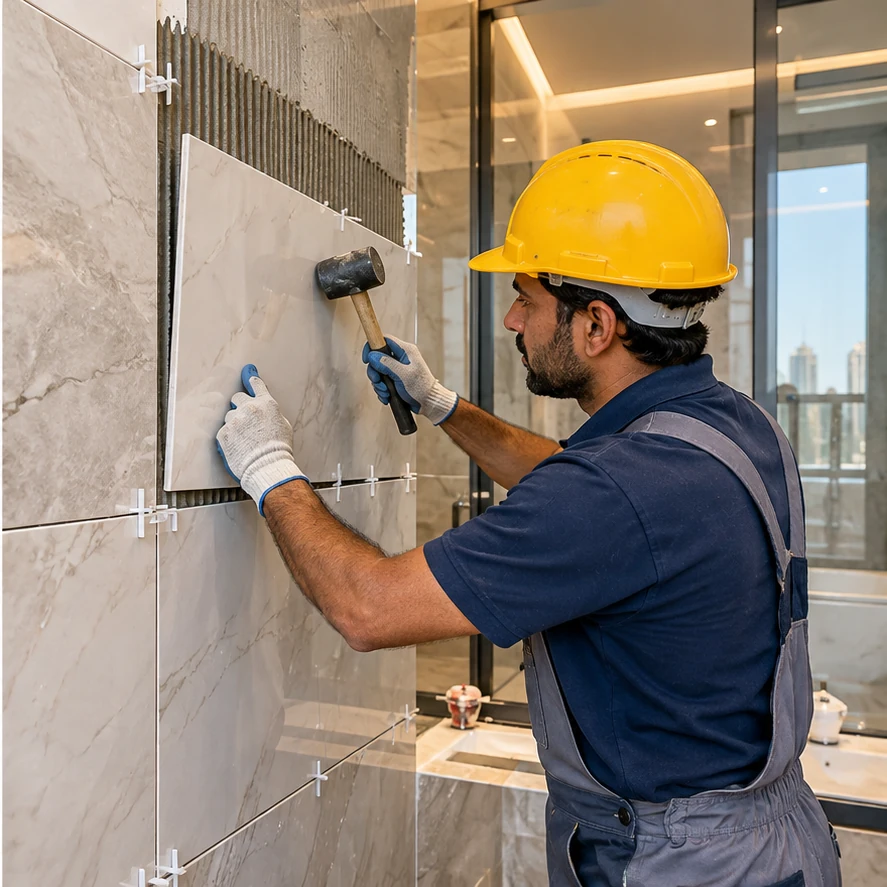 Floor wall tiling works — relevant technical service photograph